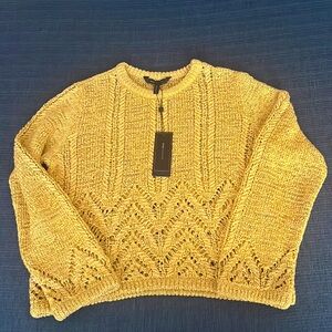 BCBG Max Azria Golden Yellow Crocheted Sweater